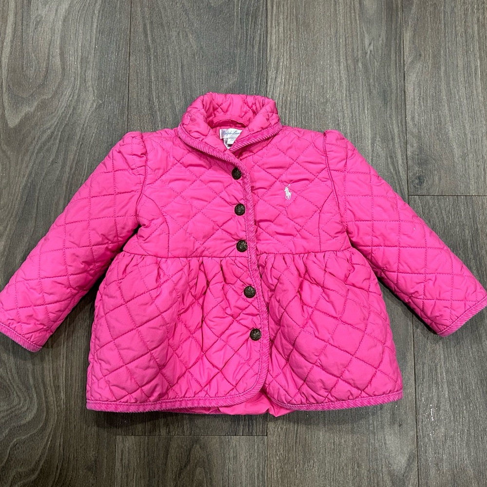 Polo Ralph Lauren Girls Quilted Jacket Pink Size 24 Months